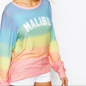 WILDFOX Malibu multicolor pastel pullover sweatshirt/jumper size XS